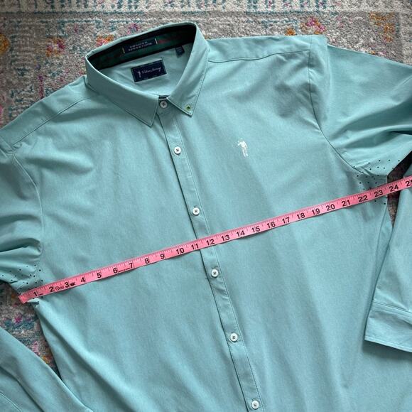 William Murray Teal Light Mint Long Sleeve Button Down Golf Shirt Men’s Size XL - Picture 5 of 8